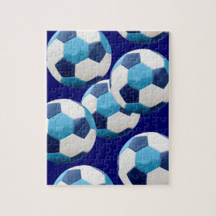 Blue Soccer Balls, Soccer Graphic Design, Jigsaw Puzzle