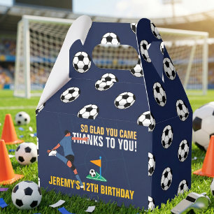 Blue Soccer Birthday Championship Party Favour Box