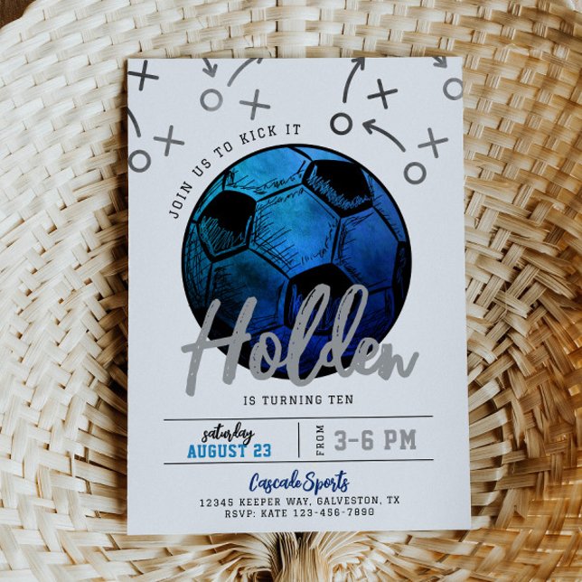 Blue Soccer Birthday Invitation (Creator Uploaded)