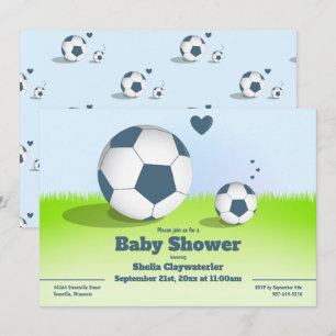 Blue Soccer/Football Baby Shower   Invitation