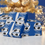 Blue Soccer Football Balls Kids Name Christmas Wrapping Paper<br><div class="desc">Blue Soccer Football Balls Kids Name Christmas Wrapping Paper. Personalise with your name. You can change the text Merry Christmas.</div>