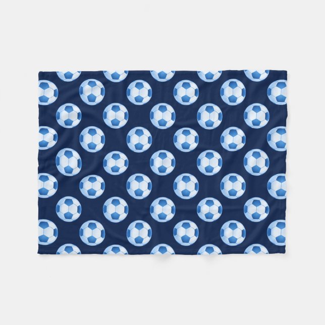 Blue Soccer | Football pattern Fleece Blanket (Front (Horizontal))