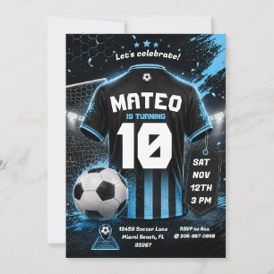 Blue Soccer Jersey Birthday Invitation Background
