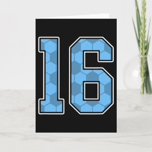 Blue Soccer Pattern Number 16 Jersey Player Unifor Card