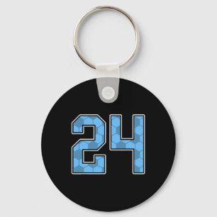 Blue Soccer Pattern Number 24 Jersey Player Unifor Key Ring