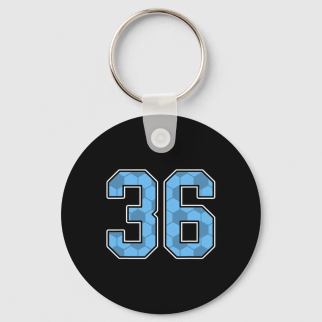 Blue Soccer Pattern Number 36 Jersey Player Unifor Key Ring (Front)
