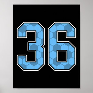 Blue Soccer Pattern Number 36 Jersey Player Unifor Poster