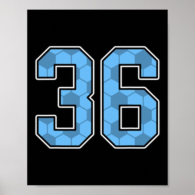Blue Soccer Pattern Number 36 Jersey Player Unifor Poster (Front)