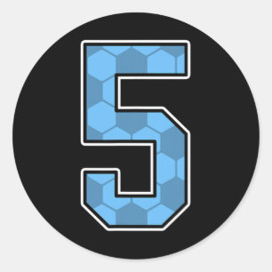Blue Soccer Pattern Number 5 Jersey Player Uniform Classic Round Sticker