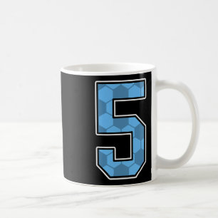 Blue Soccer Pattern Number 5 Jersey Player Uniform Coffee Mug