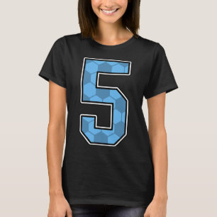 Blue Soccer Pattern Number 5 Jersey Player Uniform T-Shirt