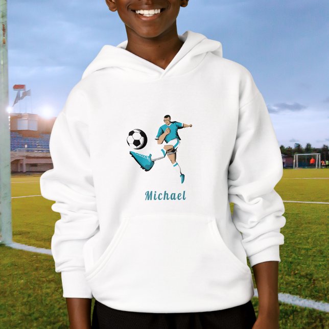 Blue Soccer Player Silhouette Boys Kids Name Sport (Creator Uploaded)