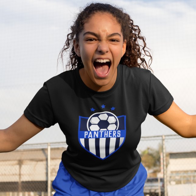 Blue Soccer Shield Team, Player Name and Number T-Shirt (Creator Uploaded)