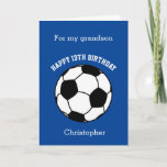 Blue Soccer Sport 13th Birthday Card<br><div class="desc">A blue soccer 13th birthday card for him. You will be able to easily personalise the front of this soccer sport birthday card with his name. The inside card message and the back of the card can also be edited. This soccer 13 birthday card would make a great keepsake card...</div>