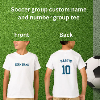 Blue Soccer team name number custom group T-Shirt