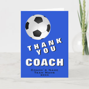 Blue Soccer Thank you Coach Card