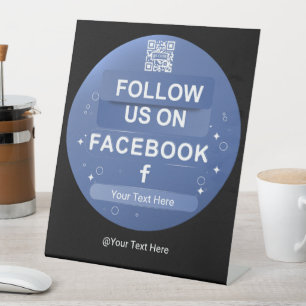 Blue Social Media Facebook QR Code Follow Us Sign