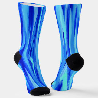 Blue Socks With Abstract Watercolor Striped Design