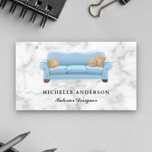 Blue Sofa Furniture Store Interior Designer Business Card