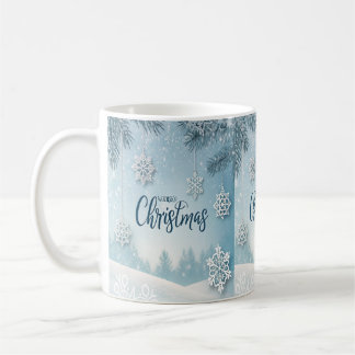 Blue Soft & Calm Christmas Snow Crystal Design- Coffee Mug