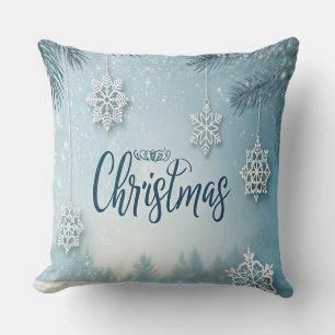 Blue Soft & Calm Christmas Snow Crystal Design-  Cushion