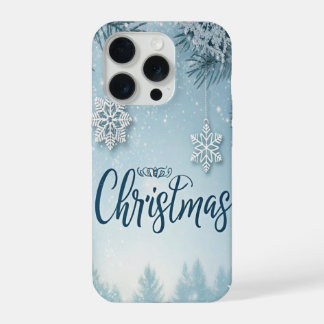 Blue Soft & Calm Christmas Snow Crystal Design- iPhone 15 Pro Case