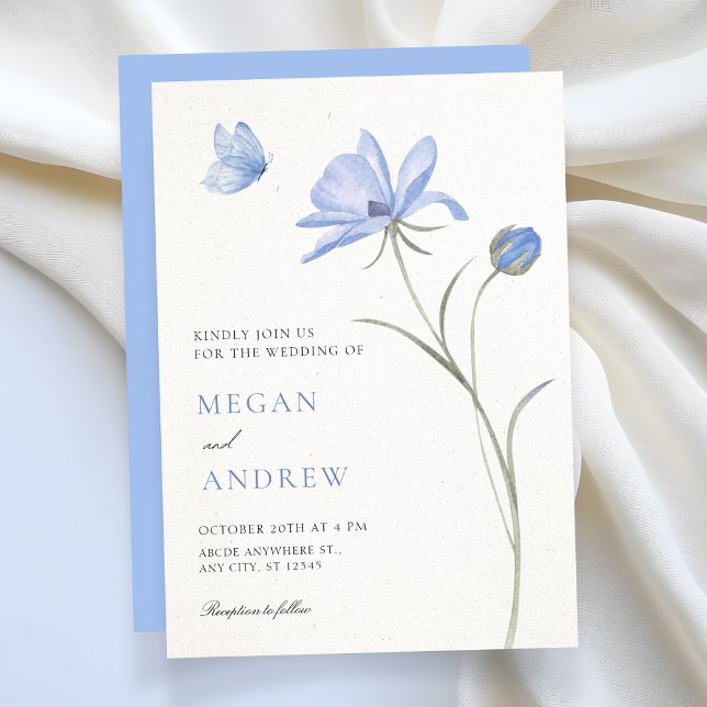 Blue soft flower wedding invitation (Creator Uploaded)