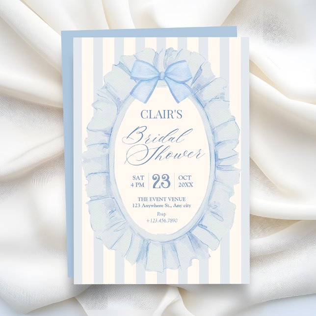 Blue soft ribbon bridal shower invitation (Creator Uploaded)