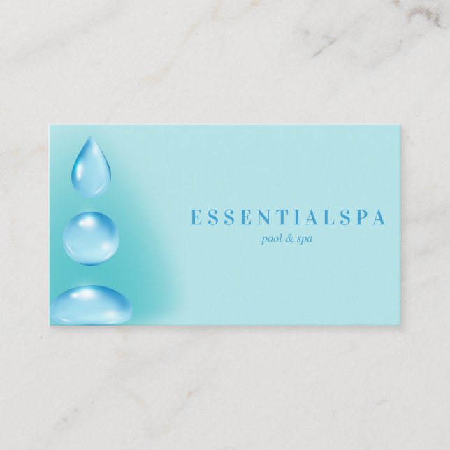Blue sOFT Spiritual Water drops reiki yoga zen Business Card (Front)