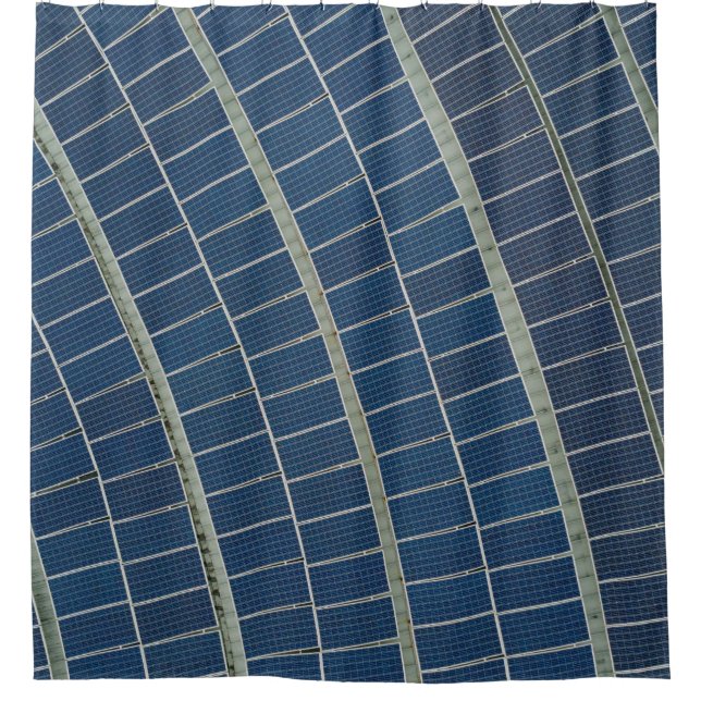 Blue solar panel lot shower curtain (Front)