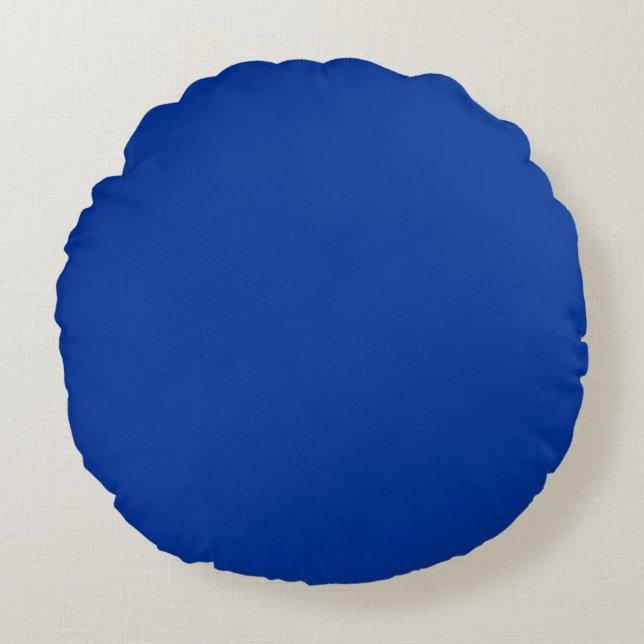 Blue  solid plain colour round cushion (Front)