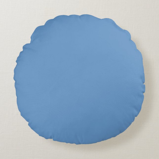 Blue solid plain colour round cushion (Front)