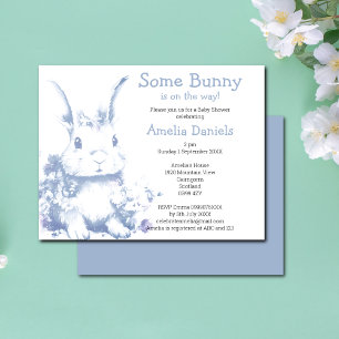 Blue Some Bunny is coming Baby Shower Invitation