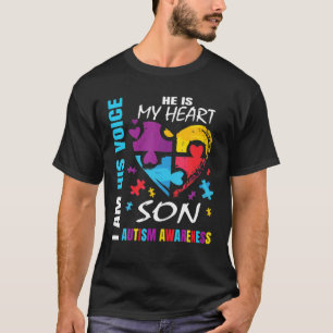 Blue Son Autism Awareness Puzzle Piece Heart Mom D T-Shirt