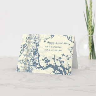 Blue Son & Son in Law Wedding Anniversary Card