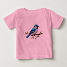 Blue Songbird on Branch Illustration