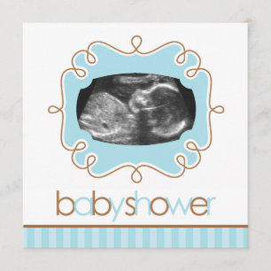 Blue Sonogram Baby Shower Invitation