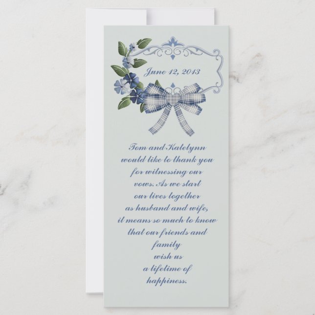 Blue Sophisticated Country Wedding Favour (Front)