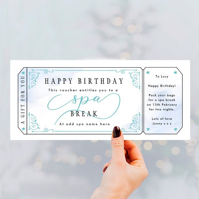Blue Spa Break Birthday Gift Voucher (Creator Uploaded)