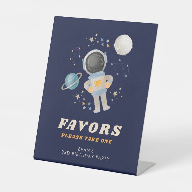  Blue Space Astronaut Birthday Favours Sign (Front)