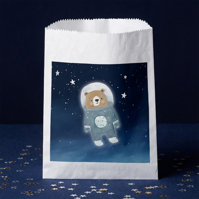 Blue Space Bear astronaut Baby Shower Favour Bags (Blue Space Bear astronaut Baby Shower Favor Bag.)