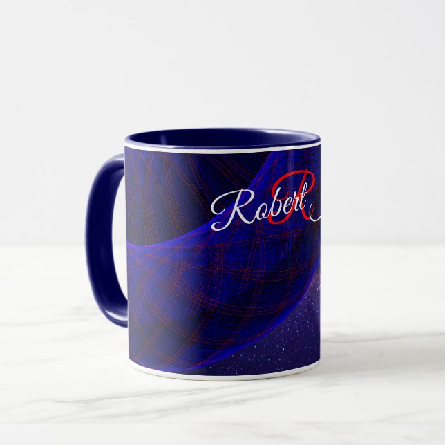 Blue Space Donuts Geometric Coffee Mug (Front Left)