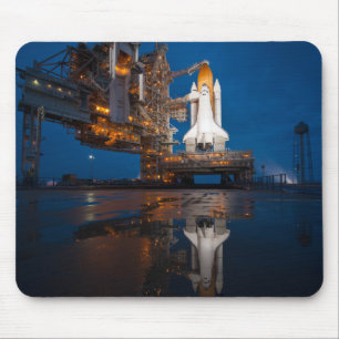 Blue Space Shuttle Spaceship on Launch Pad Mouse Mat