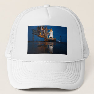 Blue Space Shuttle Spaceship on Launch Pad Trucker Hat