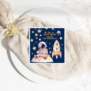 Blue Space Stars & Astronauts Kids birthday party Napkin
