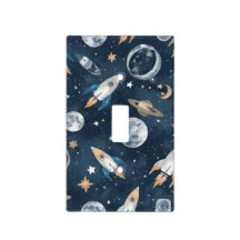 Blue Space Themed Astronaut Rocket Ship 