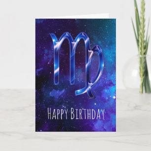 Blue Space Virgo Birthday Card