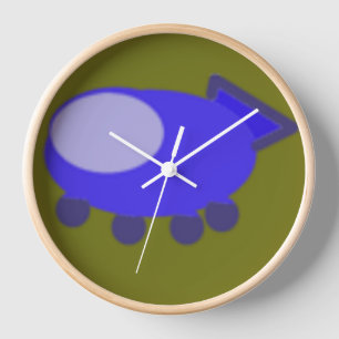 Blue Spaceship on Green Clock
