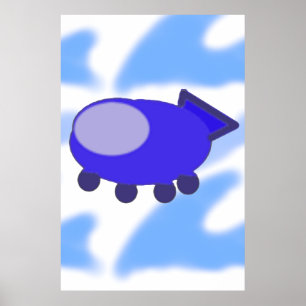 Blue Spaceship Poster
