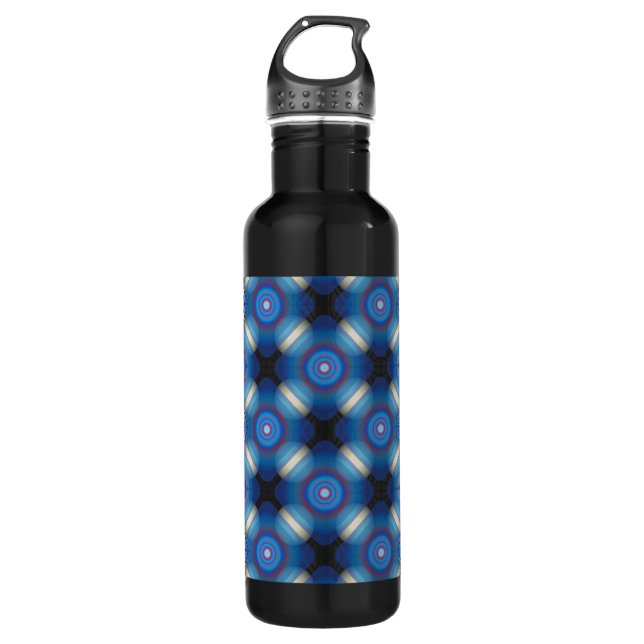 Blue Spacey Geometric 710 Ml Water Bottle (Front)
